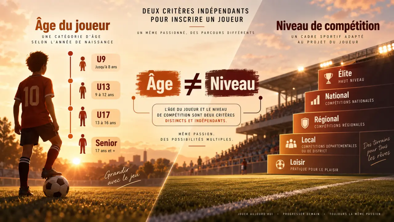 Catégorie foot : distinguer l’âge du joueur du niveau de compétition